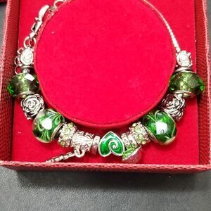 Glam & Glow silver tone green bracelet